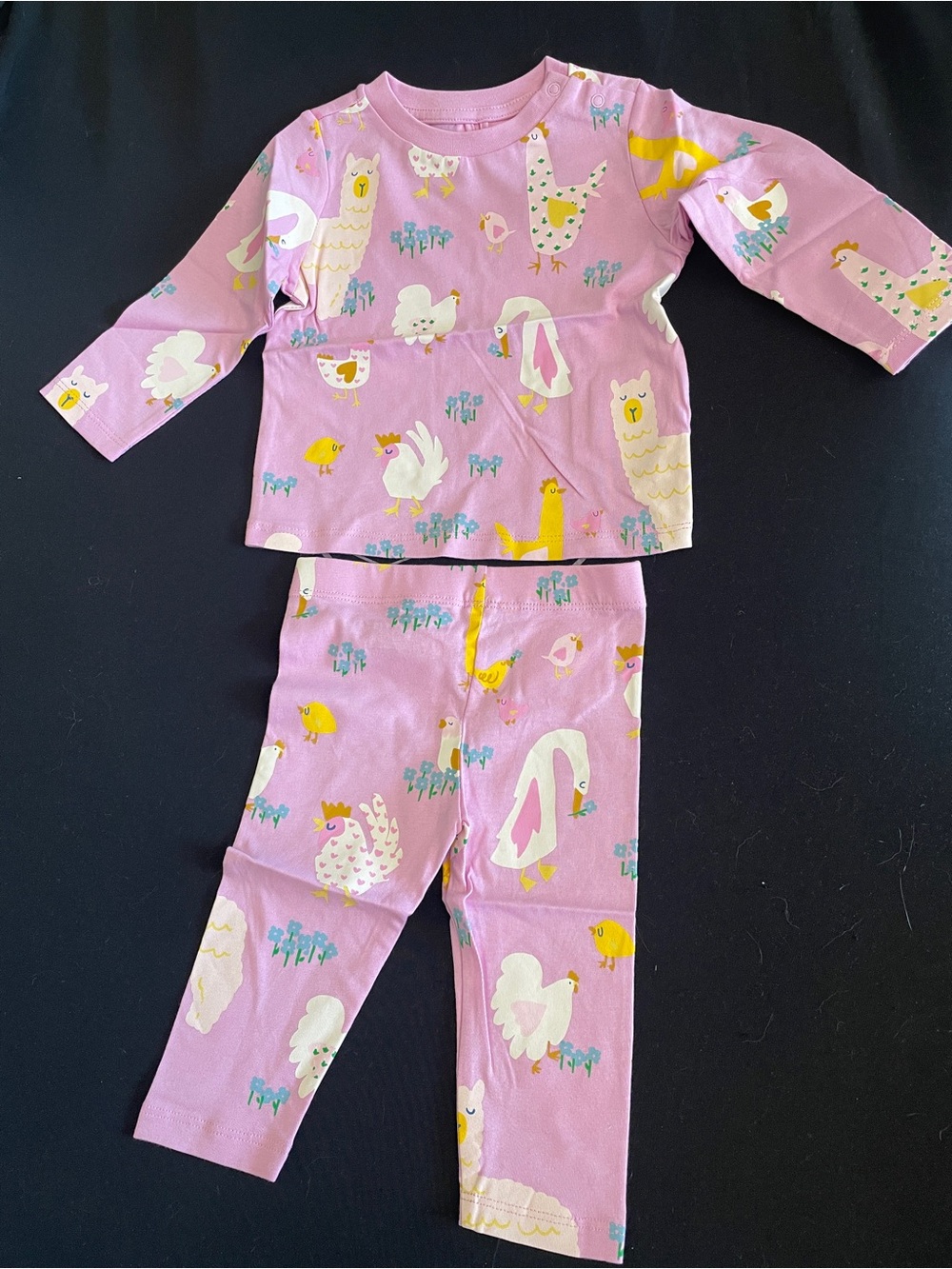 New Baby Stella McCartney Pink Farm Animal Pajama Set,9Mth